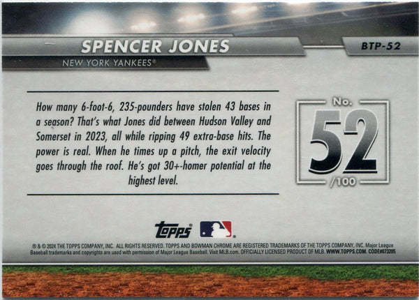 Spencer Jones 2024 Bowman Chrome Top 100 Card #BTP-52