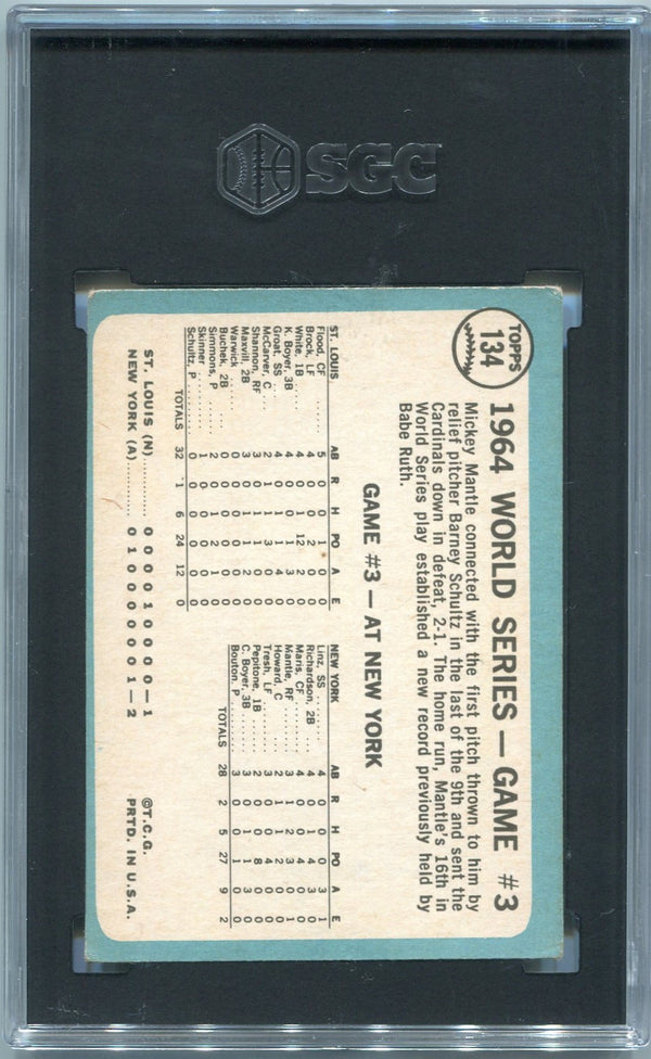 Mickey Mantle 1965 Topps Mantle's Clutch HR Card #134 SGC Graded 3.5