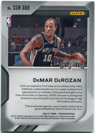 DeMar DeRozan 2020 - 2021 Panini Prizm Sensational Jersey Card #SSW-DDR