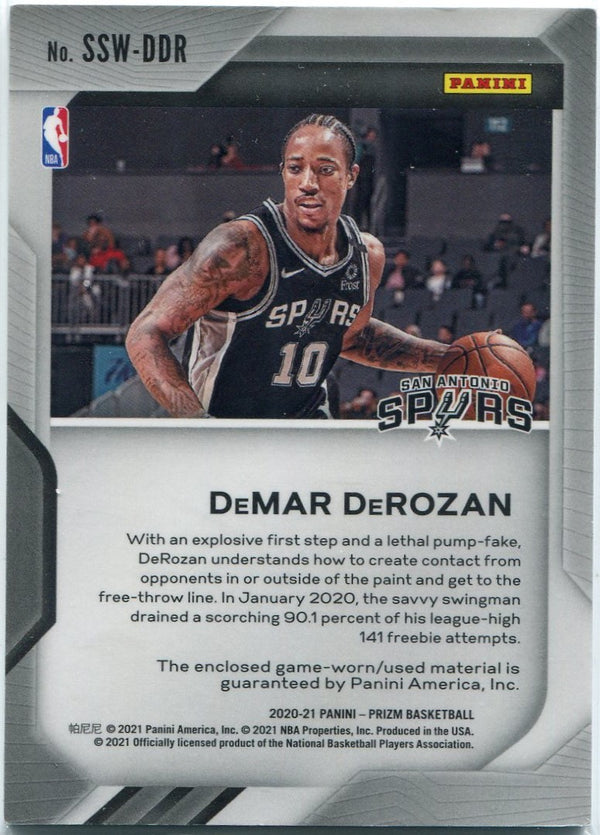 DeMar DeRozan 2020 - 2021 Panini Prizm Sensational Jersey Card #SSW-DDR