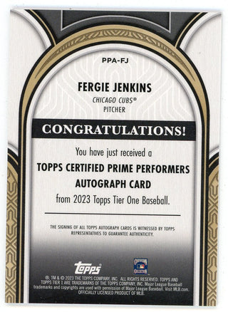Fergie Jenkins 2023 Topps Prime Performers Autographed Card #PPA-FJ