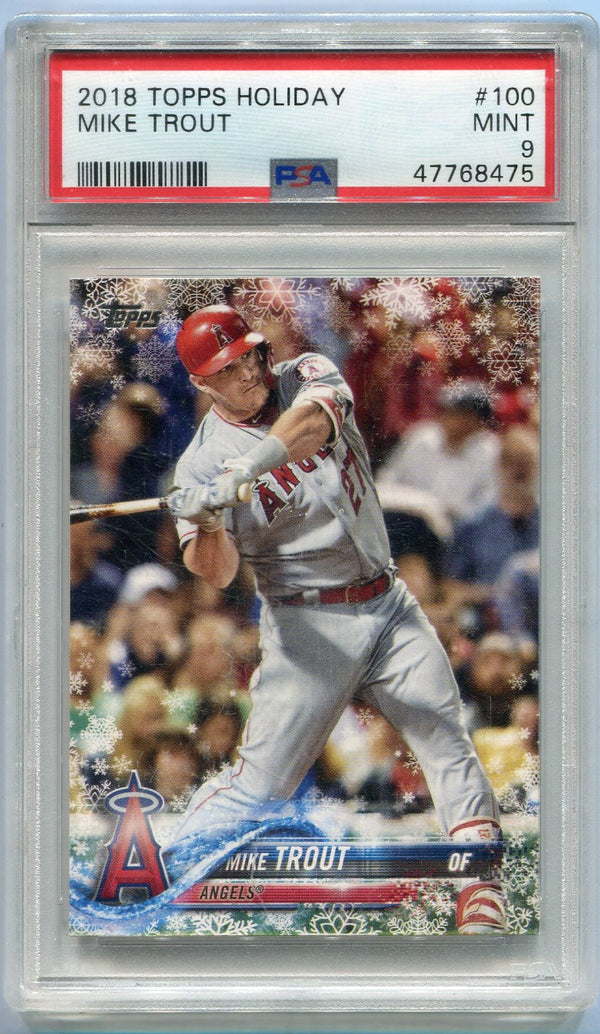 Mike Trout 2018 Topps Holiday Card #HMW100 PSA Graded 9