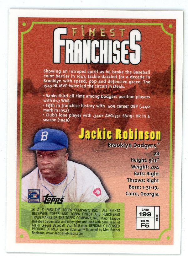 Jackie Robinson 2023 Topps Finest Franchises #199 | Hollywood Collectibles Jackie Robinson 2023 Topps Finest Franchises #199 | Hollywood Collectibles