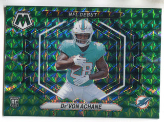 De'Von Achane 2023 Panini Mosaic NFL Debut Green Prizm Rookie Card #ND-8