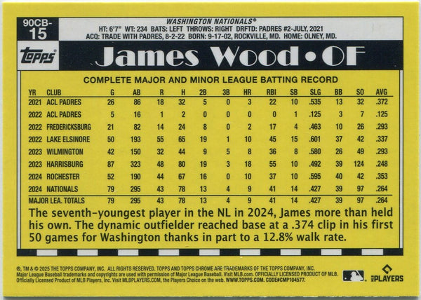 James Wood 2025 Topps Chrome 35th Anniversary Refractor RC #90CB-15