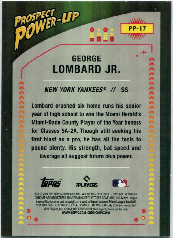 George Lombard Jr. 2024 Bowman Chrome Prospects Prospect Power-Up RC #PP-17