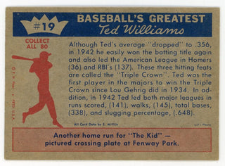 Ted Williams 1959 Fleer Baseball Card #19 1943 - Ted Wins Triple Crown