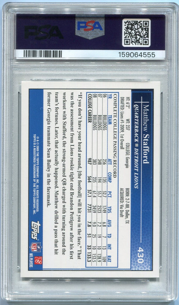 Matthew Stafford 2009 Topps RC #430 PSA Graded 7