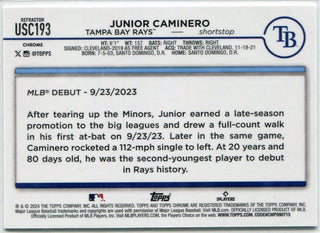 Junior Caminero 2024 Topps Chrome Update Refractor RC #USC193