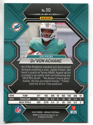 De'Von Achane 2023 Panini Mosaic Silver Holo Prizm Rookie Card #312