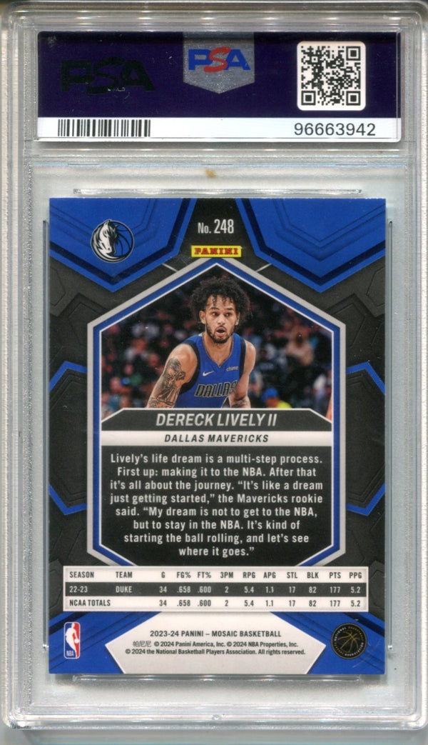 Dereck Lively II 2023-24 Panini Mosaic #248 PSA 10 Card