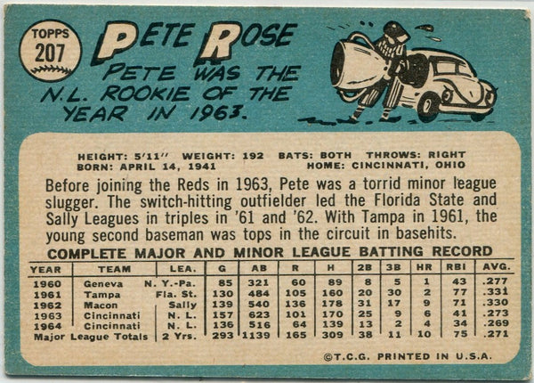 Pete Rose 1965 Topps Card #207