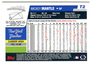 Mickey Mantle 2006 Topps #T2 Card
