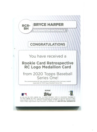 Bryce Harper 2020 Topps Commemorative Medallion #RCR-BH Card