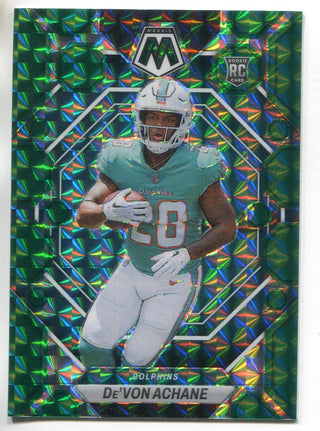 De'Von Achane 2023 Panini Mosaic Green Prizm Rookie Card #312