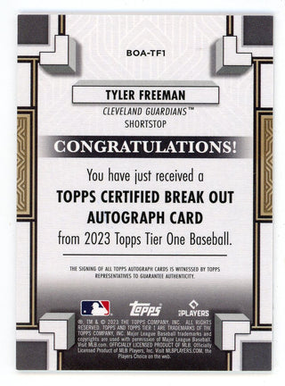 Tyler Freeman 2023 Topps Certified Break Out Autograph Card #BOA-TF1