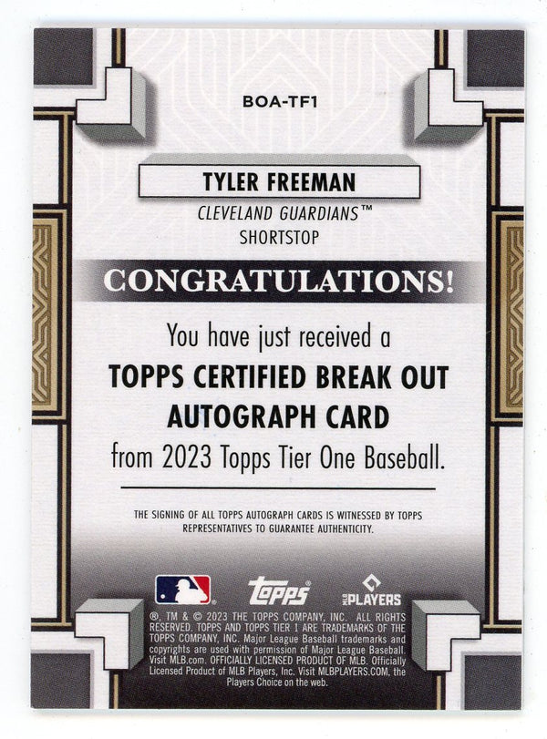 Tyler Freeman 2023 Topps Certified Break Out Autograph Card #BOA-TF1