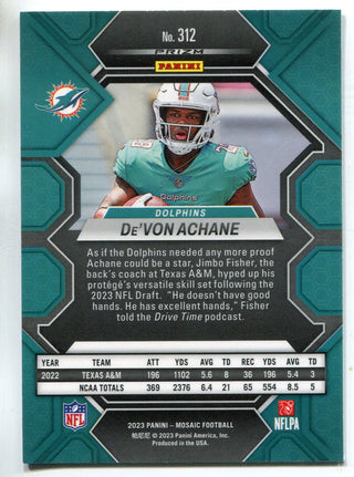 De'Von Achane 2023 Panini Mosaic Green Prizm Rookie Card #312