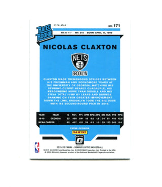 Nicolas Claxton 2020 Panini Pink Optic Rookie #171 Card