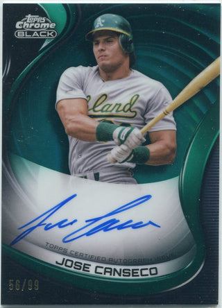 Jose Canseco 2022 Topps Chrome Black Autographed Green Parallel Card #CBA-JCA 56/99