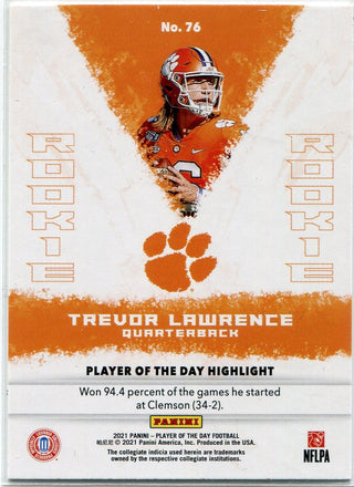 Trevor Lawrence 2021 Panini Player Of The Day Silver Parallel RC #76