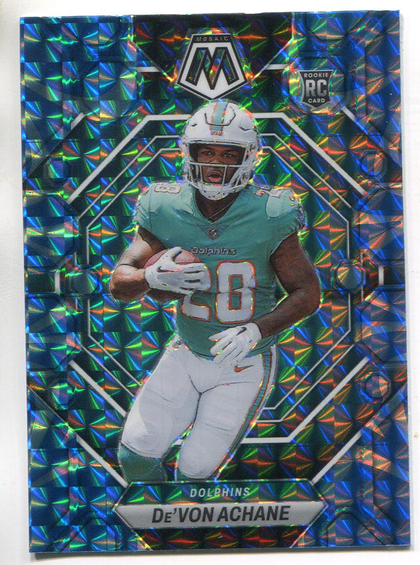 De'Von Achane 2023 Panini Mosaic Blue Reactive Prizm Rookie Card #312