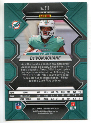 De'Von Achane 2023 Panini Mosaic Blue Reactive Prizm Rookie Card #312