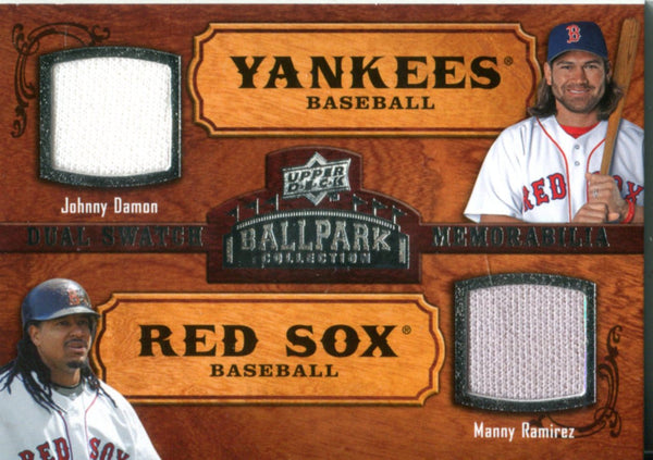 Johnny Damon and Manny Ramirez 2008 Upper Deck Game Used Jersey Card