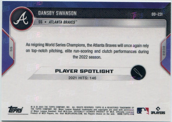 Dansby Swanson 2022 Topps Now Purple Parallel Card #OD-231 15/25