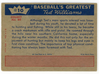 Ted Williams 1959 Fleer Baseball Card #10 1938 - Gunning As A Pastime