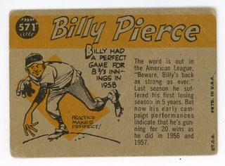 Billy Pierce Autographed 1960 all Star Selection Card #571