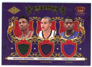 Stephen Curry, Tyreke Evans, & Brandon Jennings 2010 Panini Rookie Royalty Patch Relic #1