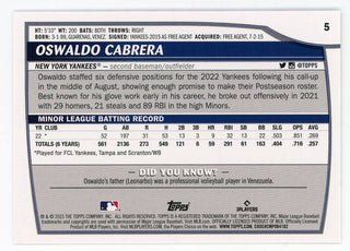 Oswaldo Cabrera 2023 Topps White BL #5 Card