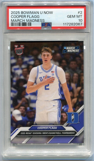 Cooper Flagg 2025 Bowman U Now March Madness Card #2 PSA Graded 10