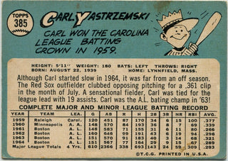 Carl Yastrzemski 1965 Topps Card #385