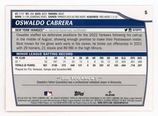 Oswaldo Cabrera 2023 Topps Orange BL #5 Card