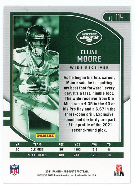 Elijah Moore New York Jets Autographed 2021 Panini Absolute By