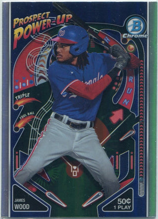 James Wood 2024 Bowman Chrome Prospect Power-Up Refractor Card #PP-14