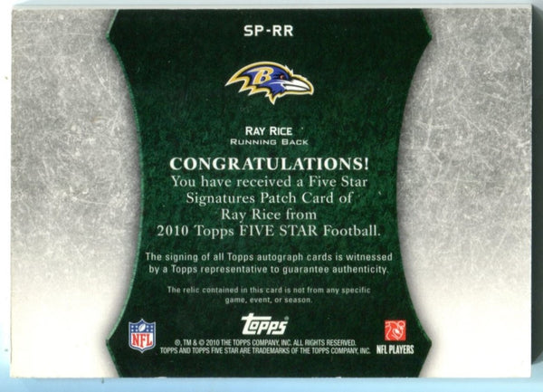 Ray Rice 2010 Autographed Topps Five Star #SP-RR  Game used Jersey Card