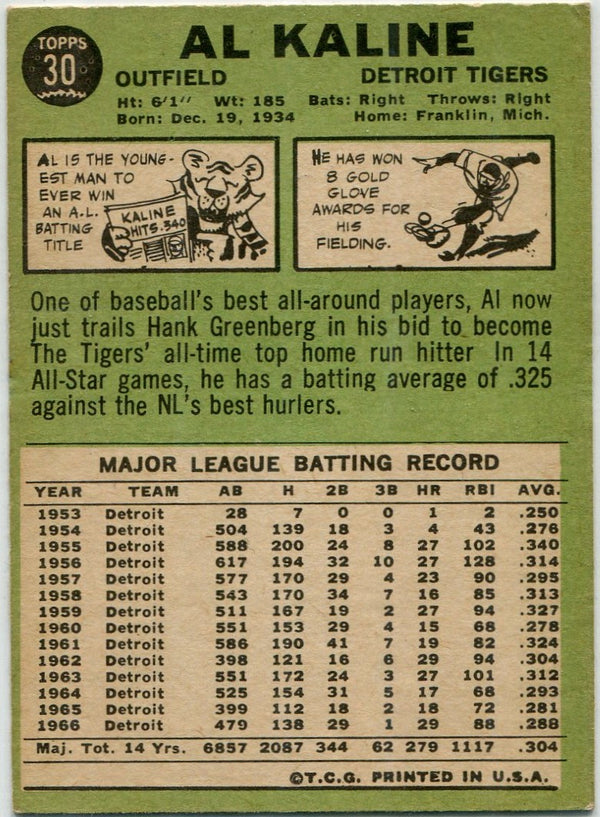 Al Kaline 1967 Topps Card #30