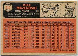 Bill Mazeroski 1966 Topps Card #210