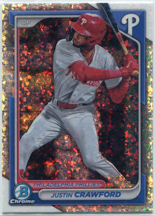 Justin Crawford 2024 Bowman Chrome Prospects Mini Diamond Refractor Card #BCP-17