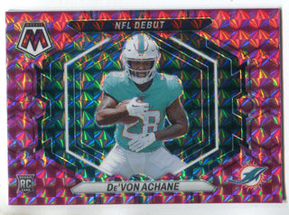 De'Von Achane 2023 Panini Mosaic NFL Debut Pink Camo Prizm Rookie Card #ND-8