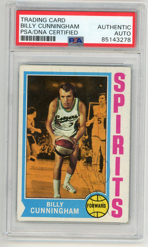 Billy Cunningham 1970 Topps Autographed Card #235 PSA Authentic Auto