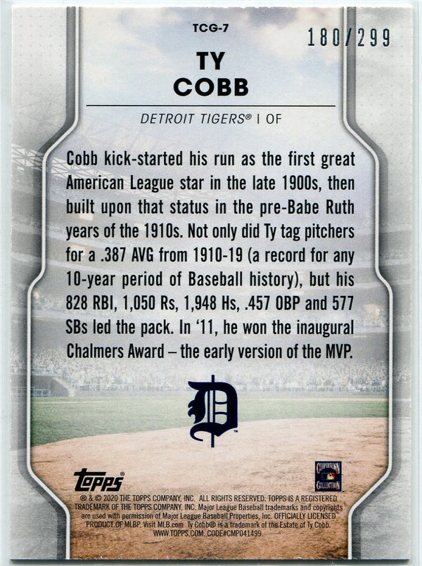 Ty Cobb 2020 Topps Of The Class Greats Rainbow Foil Card #TCG-7 180/299