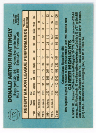 Don Mattingly 1986 Donruss #173