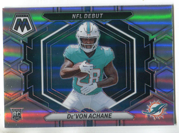 De'Von Achane 2023 Panini Mosaic NFL Debut Silver Holo Prizm Rookie Card #ND-8