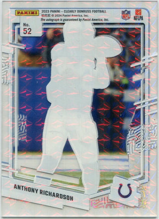 Anthony Richardson 2023 Panini Clearly Donruss Rated Rookie Autographed Case Hit Parallel RC #52