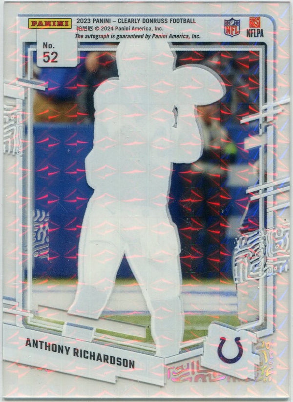 Anthony Richardson 2023 Panini Clearly Donruss Rated Rookie Autographed Case Hit Parallel RC #52