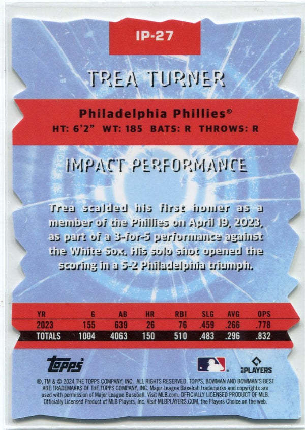 Trea Turner 2024 Bowman's Best Impact Players Die-Cut Card #IP-27